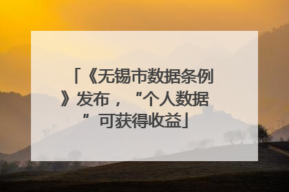 《无锡市数据条例》发布，“个人数据”可获得收益