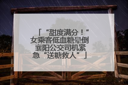 “甜度满分！”女乘客低血糖晕倒 襄阳公交司机紧急“送糖救人”