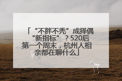“不胖不秃”成择偶“新指标”？520后第一个周末，杭州人相亲都在聊什么
