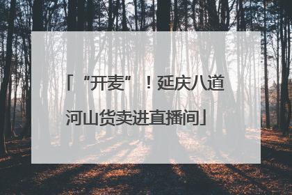 “开麦”！延庆八道河山货卖进直播间