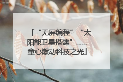 “无屏编程”“太阳能卫星搭建”……童心燃动科技之光