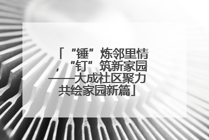 “锤”炼邻里情，“钉”筑新家园——大成社区聚力共绘家园新篇