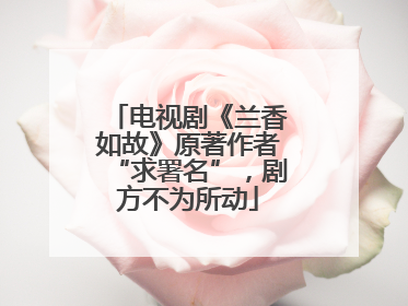 电视剧《兰香如故》原著作者“求署名”，剧方不为所动