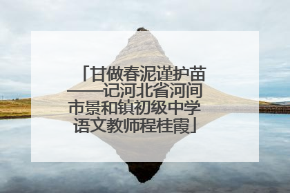 甘做春泥谨护苗——记河北省河间市景和镇初级中学语文教师程桂霞
