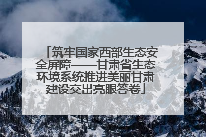 筑牢国家西部生态安全屏障——甘肃省生态环境系统推进美丽甘肃建设交出亮眼答卷