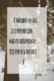 破解小区治理难题 城市精细化管理有新招