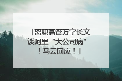 离职高管万字长文谈阿里“大公司病”！马云回应！