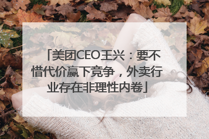 美团CEO王兴：要不惜代价赢下竞争，外卖行业存在非理性内卷