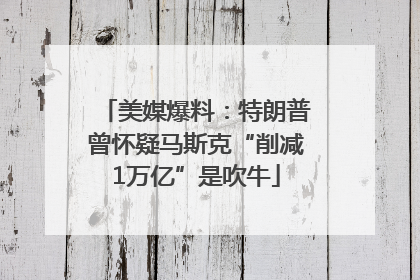 美媒爆料：特朗普曾怀疑马斯克“削减1万亿”是吹牛