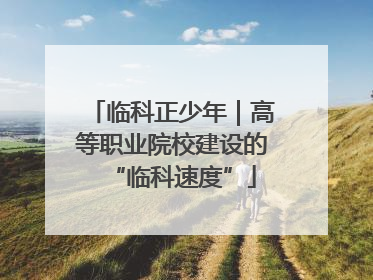 临科正少年｜高等职业院校建设的“临科速度”