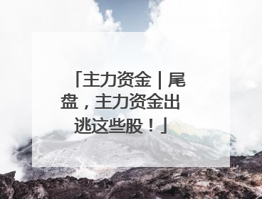 主力资金｜尾盘，主力资金出逃这些股！