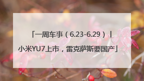一周车事（6.23-6.29）丨小米YU7上市，雷克萨斯要国产
