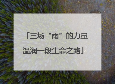 三场“雨”的力量温润一段生命之路