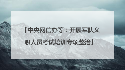 中央网信办等：开展军队文职人员考试培训专项整治