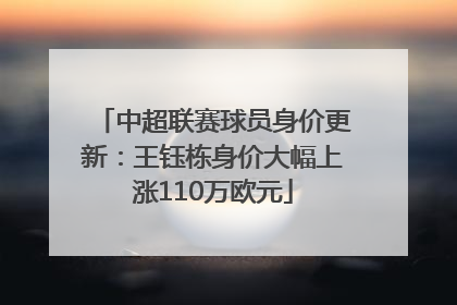 中超联赛球员身价更新：王钰栋身价大幅上涨110万欧元