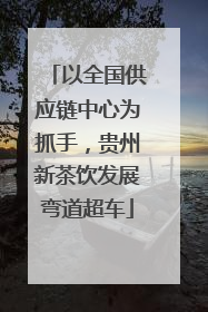 以全国供应链中心为抓手，贵州新茶饮发展弯道超车