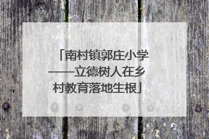 南村镇郭庄小学——立德树人在乡村教育落地生根