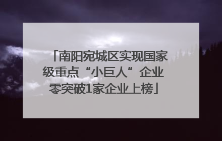 南阳宛城区实现国家级重点“小巨人”企业零突破1家企业上榜