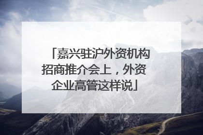嘉兴驻沪外资机构招商推介会上，外资企业高管这样说