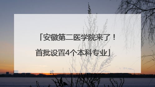 安徽第二医学院来了！首批设置4个本科专业