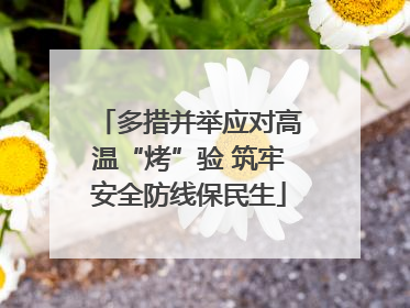 多措并举应对高温“烤”验 筑牢安全防线保民生