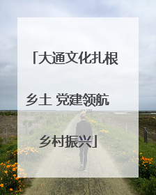 大通文化扎根乡土 党建领航乡村振兴