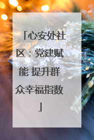心安处社区：党建赋能 提升群众幸福指数