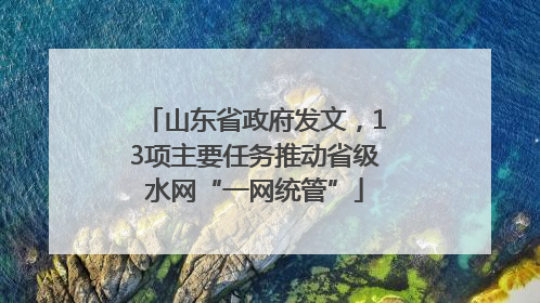 山东省政府发文，13项主要任务推动省级水网“一网统管”