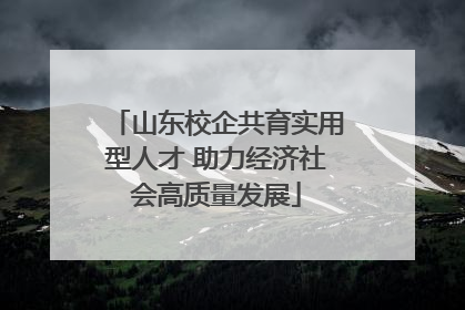 山东校企共育实用型人才 助力经济社会高质量发展