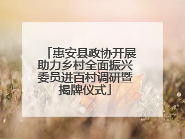 惠安县政协开展助力乡村全面振兴委员进百村调研暨揭牌仪式