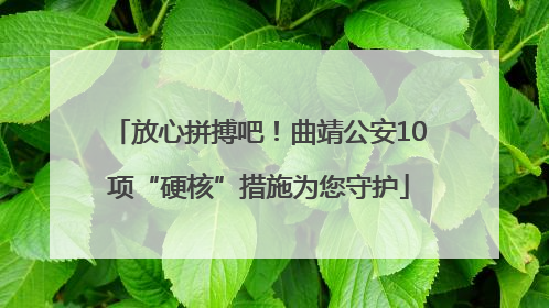 放心拼搏吧！曲靖公安10项“硬核”措施为您守护