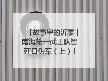 故事里的沂蒙｜南海第一武工队智歼日伪军（上）