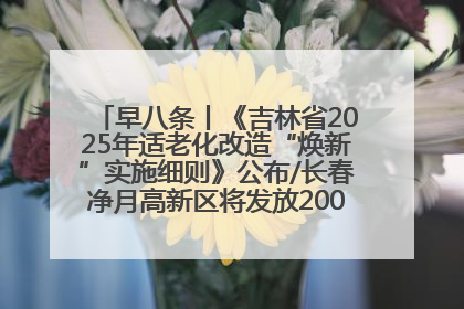 早八条丨《吉林省2025年适老化改造“焕新”实施细则》公布/长春净月高新区将发放200万元汽车消费券！