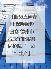 服务直通麦田 保障颗粒归仓 德州市行政审批服务局护航“三夏”生产