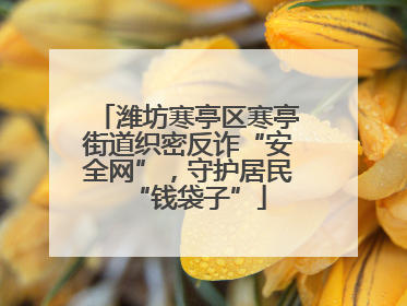 潍坊寒亭区寒亭街道织密反诈“安全网”，守护居民“钱袋子”