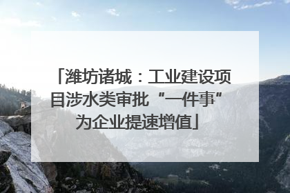 潍坊诸城：工业建设项目涉水类审批“一件事” 为企业提速增值