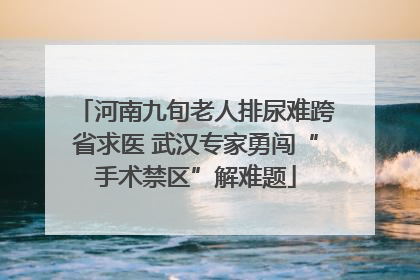 河南九旬老人排尿难跨省求医 武汉专家勇闯“手术禁区”解难题