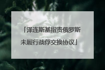泽连斯基指责俄罗斯未履行战俘交换协议