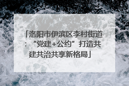洛阳市伊滨区李村街道：“党建+公约”打造共建共治共享新格局