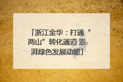 浙江金华：打通“两山”转化通道 澎湃绿色发展动能