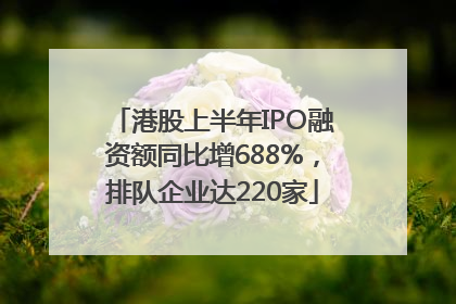 港股上半年IPO融资额同比增688%，排队企业达220家