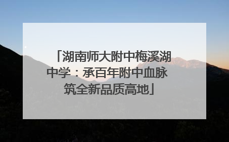 湖南师大附中梅溪湖中学：承百年附中血脉 筑全新品质高地