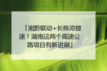 湘黔联动+长株潭提速！湖南这两个高速公路项目有新进展