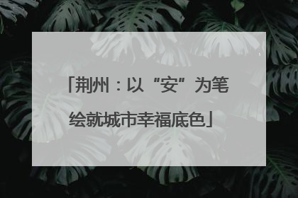 荆州：以“安”为笔 绘就城市幸福底色
