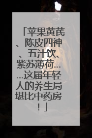 苹果黄芪、陈皮四神、五汁饮、紫苏薄荷……这届年轻人的养生局堪比中药房！