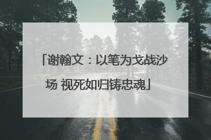 谢翰文：以笔为戈战沙场 视死如归铸忠魂