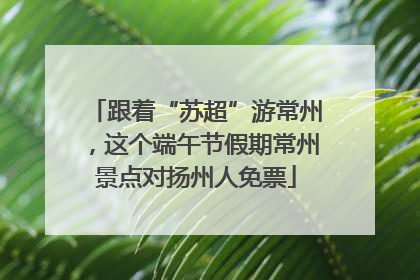 跟着“苏超”游常州，这个端午节假期常州景点对扬州人免票