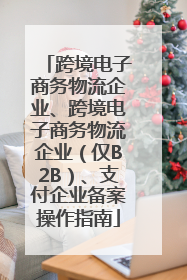 跨境电子商务物流企业、跨境电子商务物流企业（仅B2B）、支付企业备案操作指南