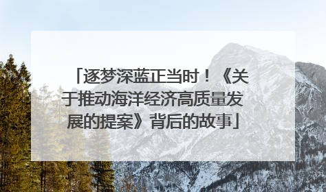 逐梦深蓝正当时！《关于推动海洋经济高质量发展的提案》背后的故事