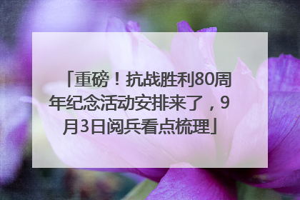 重磅！抗战胜利80周年纪念活动安排来了，9月3日阅兵看点梳理